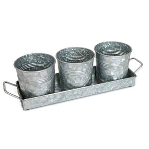 Round Galvanized <b>Planters</b> with a Deep Planting Area for Herbs Flowers <b>Succulents</b> and Greenery - Product Image 4