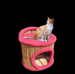 Wholesale Pet Storage Ottoman Home Decoration Wicker Wooden Ottoman Pet Animal Sitting Bamboo Cage Bone Inlay Console - Product Image 6