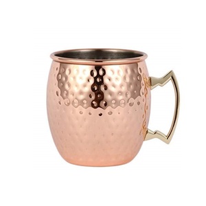 แก้วกาแฟทำจากทองแดงทุบรูปทรงกลมพร้อมด้ามจับทองเหลือง - Product Image 5