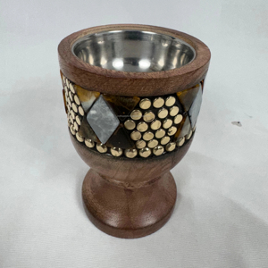 Bougeoir en bois fait à la main avec incrustations de pierres précieuses résine et pierre pour la décoration de la maison en gros - Product Image 1