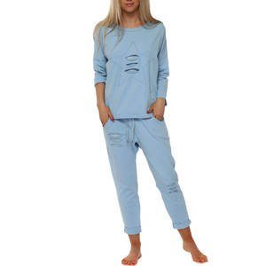 Conjunto Deportivo de Dos Piezas para Mujer, Estilo Vintage, Sudadera y Pantalones Deportivos Lavados, Moda Urbana Informal, Precios al por Mayor - Product Image 1