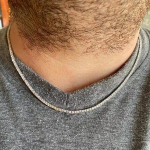 Collier chaîne tennis cubaine plaqué or Hip Hop en Moissanite VVS, style Bling Iced pour homme, certifié IGI, pour soirée, chaînes fines - Product Image 6