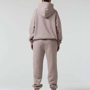 Ensemble de survêtement décontracté pour homme en coton 100% de haute qualité, à capuche, personnalisé, manches longues, couleur unie, deux pièces, pour l'hiver - Product Image 2