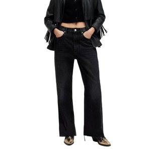 Jeans Casuales de Alta Calidad al por Mayor para Mujer, Cintura Media, Corte Regular, Pierna Recta y Ancha, Pantalones Vaqueros con Diseño 3D, Agujero, Cinturón y Borla - Product Image 1