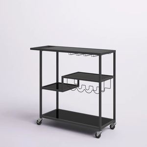 Chariot de bar à vin de service en acier en bois de luxe pour la restauration à domicile hôtel Restaurant cuisine chariot de service de nourriture porte-vin et verres - Product Image 5