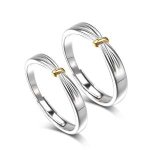 Jeulia Lover Knot Two-Tone Adjustable Sterling Silver <b>Couple</b> <b>Ring</b> - Product Image 4