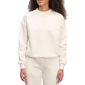 ODM Custom Mockneck Solid Casual Cotton Heavyweight Jumper Embroidered Soft Fleece Oversized Long Sleeve Sweatshirt For Women - Product Image 1