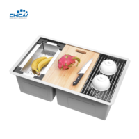 Évier de cuisine en acier inoxydable fait à la main Éviers de cuisine à double cuvette personnalisés de haute qualité pour usage domestique