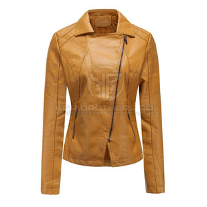 Veste en cuir véritable pour femmes, vêtements d'extérieur élégants et élégants pour la saison froide, veste en cuir Slim Fit pour femmes - Product Image 4