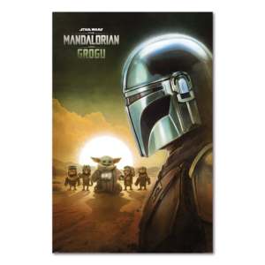Digital Printed the Mandalorian & Grogu Sunset <b>Poster</b> Plastic Material for Home Decorative Usage - Product Image 1