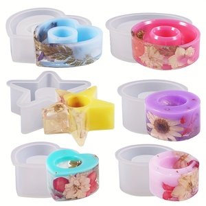 Moule chandelier étoile à cinq branches en forme de coeur, bougeoir en silicone, bricolage fête décoration maison lampe à thé chandelier moule - Product Image 1