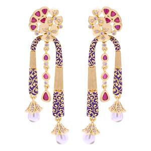 Pendientes colgantes AD chapados en oro tradicionales, joyería de latón de imitación antigua de moda elegante, proveedor directo, las mejores fiestas - Product Image 2