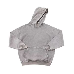 Sweat à capuche pour homme en polyester/coton épais 270 grammes personnalisé coupe régulière délavé à l'acide design uni motif teint hiver vente en gros - Product Image 2