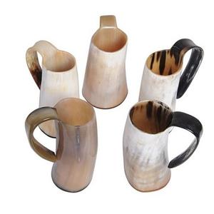Chopes en corne viking artisanales pour bière et café, gravées, en corne naturelle, avec poignée, pour le Moyen Âge - Product Image 6
