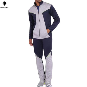 ชุดวอร์มวิ่งของผู้ชายชุดฝึกออกกำลังกายทำด้วยผ้าขนสัตว์เอวยางยืดแบบแบนสไตล์ด้านหน้า - Product Image 1