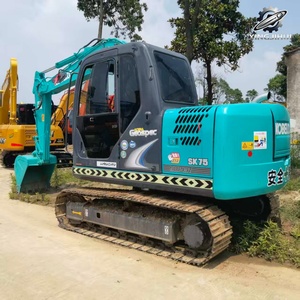 Excavatrice d'occasion Kobelco SK75, marque japonaise d'origine, 7,5 tonnes, mini-excavatrice, excavatrice sur chenilles en caoutchouc - Product Image 5