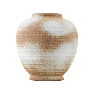 Vase en céramique rustique pour la décoration de la maison, vases en terre cuite de style campagnard, vase texturé vintage délavé, vase pour pampas pour la décoration du salon - Product Image 5