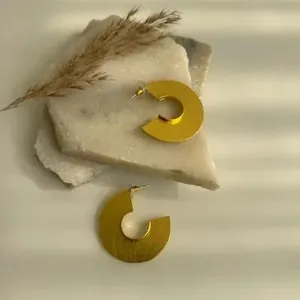 Brass Gold Plated Christian Drop <b>Earrings</b> with <b>Opal</b> for Anniversary - Product Image 2