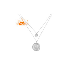 Ensemble rond design fait main breloque double chaîne pendentif collier fabricant de bijoux personnalisés - Product Image 1