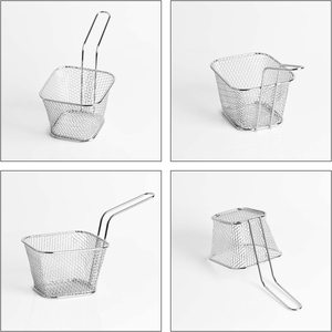 Meilleures ventes en gros Vaisselle de stockage en vrac personnalisée Panier à frites en acier inoxydable à mailles supérieures - Product Image 2