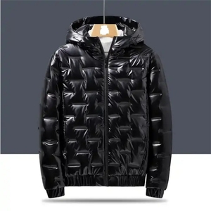 Veste rembourrée imprimée OEM à bas quantité minimale de commande pour homme Veste d'hiver décontractée avec logo personnalisé pour homme avec poches - Product Image 2