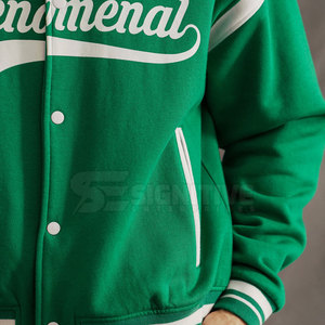 Custom Fit Men's Letterman Winter <b>Jacket</b> <b>with</b> Stand Collar Canvas Fabric Ribbed Cuffs Breathable Windproof Design <b>Fleece</b> <b>Lining</b> - Product Image 6