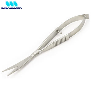 Tijeras de precisión de 6.3 pulgadas de alta calidad, de acero inoxidable, para cutículas, cejas y cuidado de uñas, con estuche de cuero INNOVAMED - Product Image 2