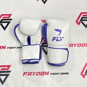 ถุงมือชกมวย Fly Strap Up สีน้ำตาล/ขาว สำหรับมืออาชีพ แบบผูกเชือก สำหรับฝึกซ้อมและแข่งขัน ขนาด 8oz-16oz - Product Image 5
