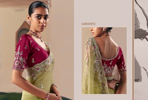 Vêtements de créateur pour femmes Saree en soie de haute qualité Tissu de verre souple Bordure brodée Style traditionnel moderne pour mariage indien - Product Image 2