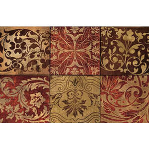 Tappeto Antifatica Moderno Rosso a Mosaico per Cucina, in Poliestere Intrecciato, Gomma PVC, Schiuma PU, Lavabile per Pavimenti di Cucina e Bagno - Product Image 1