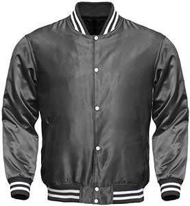 Chaqueta Bomber Varsity de satén para hombre, chaqueta de equipo de béisbol con logotipo bordado personalizado, proveedor - Product Image 2