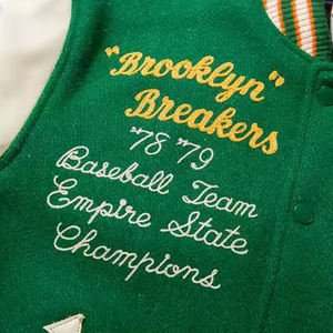 เสื้อแจ็คเก็ตหนังวาร์ซิตี้ขนสัตว์คุณภาพสูงสำหรับผู้ชาย แบรนด์ไฮสตรีท ปักลายตามสั่ง แขนยาว สไตล์เบสบอล สำหรับฤดูหนาว  ผ้าแคนวาส - Product Image 5