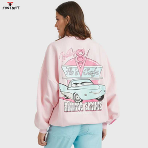 Sudadera con hombros caídos y diseño de impresión profesional para mujer, sudadera con logotipo personalizado de Color sólido para mujer - Product Image 4