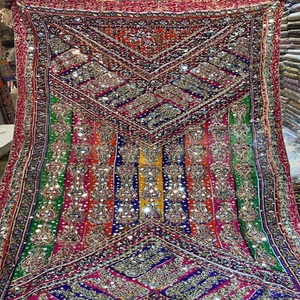 Factory Direct Supply Women's Printed Viscose <b>Shawls</b> Winter Ethnic Pakistani Scarves with Hand <b>Embroidered</b> Gota and Mirror Work - Product Image 5