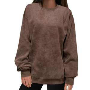 Sudadera de hombro caído de gran tamaño para mujer OEM venta al por mayor ropa informal de secado rápido transpirable personalizada - Product Image 6