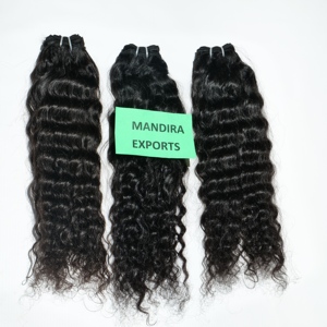 100% brut indien naturel cheveux bouclés Extensions femmes noires Machine Double cuticule aligné trame vague d'eau pas cher cheveux humains - Product Image 1