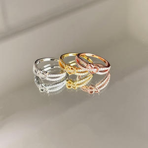 Anillos de Diamantes Cruzados Entrelazados en Forma de Corazón, Plata de Ley, Diamante de Laboratorio, Oro Blanco Puro de 14K, Anillo de Eternidad con Vástago Dividido para Mujer - Product Image 2