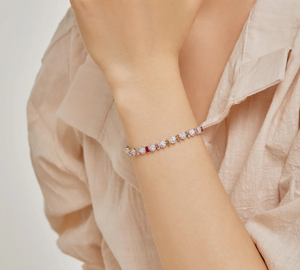 Bracelet tennis rond coloré et radieux, bracelet quotidien, argent sterling 925, bracelet de luxe avec diamant - Product Image 3