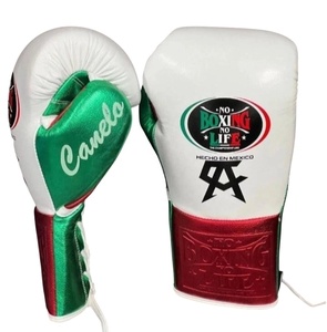 Gants de boxe professionnels en cuir métallisé brillant, fermeture à lacets, sangle de poignet réglable, 16 oz, fabrication artisanale de qualité supérieure - Product Image 1