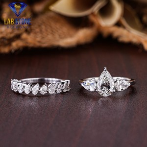 Anillo de oro blanco con diamante tallado en PerA TDW 2,58 de Lab-Stone / Elegance por triplicado, brillo sin fin/color de la EF-VS - Product Image 2
