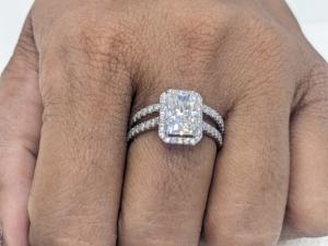 2 Ct Radiant Cut Lab Grown Diamond Wedding <b>Ring</b>, Solid <b>14k</b> White <b>Gold</b> Engagement <b>Ring</b> Set, Diamond Bridal Set For Women's - Product Image 4