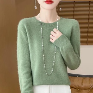 100% Cachemira cuello redondo Otoño Invierno mujer suéter tejido transpirable Casual sólido cálido comodidad - Product Image 5