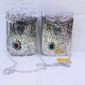 Handmade Brass Clutch <b>Bag</b> for Ladies Craftstages International Wedding <b>Evening</b> Party Chain Strap Flap Closure Satin Lining - Product Image 1