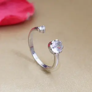 Bague ouverte en argent 925 avec zircone cubique, bijoux tendance pour femmes, plaqué or rose, or rhodié, serti - Product Image 4