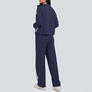 Ensemble 2 pièces pour femmes, grande taille, hiver, uni, à capuche, fermeture à cordon, léger, respirant, séchage rapide, polyester/coton, logo personnalisé - Product Image 2