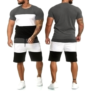 Traje de verano de dos piezas de diseño personalizado para hombre Camiseta de algodón informal transpirable de alta calidad y pantalones cortos para actividades al aire libre - Product Image 4