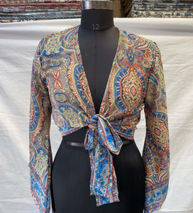 Top corto de seda ligero, corbata frontal corta, moderno y cómodo para festivales de verano, salidas informales o eventos nocturnos - Product Image 4