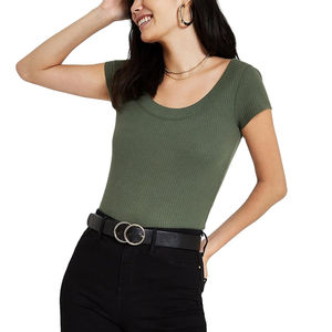 2024 venta al por mayor mejor diseño camisetas deportivas para mujer 100% algodón ecológico OEM patrón sólido Slim Fit cuello redondo - Product Image 6