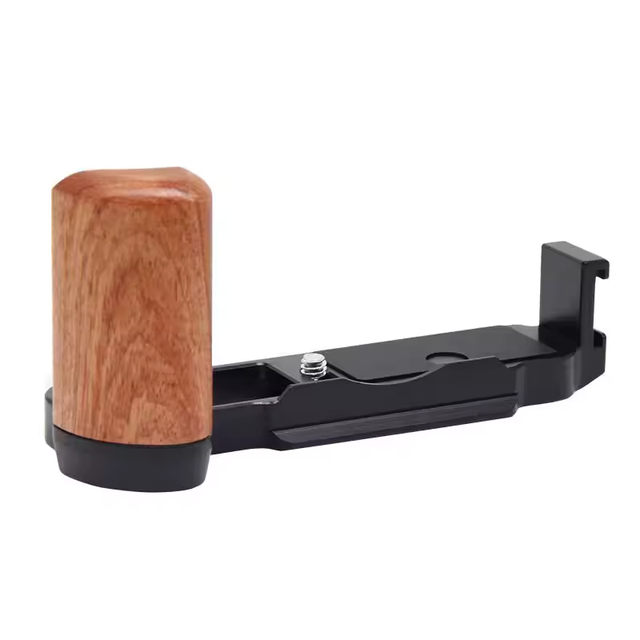 L-bracket L-shape Wooden Handle Grip with Rosewood Hand Grip Built-in Arca Style QR Plate for Fujifilm X-100VI/X-100V
