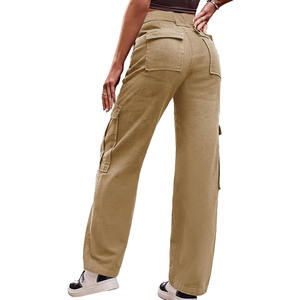 2025 vente en gros pantalon Cargo pour femmes personnalisé couleur unie haute rue mode vêtements d'extérieur respirant Cargo pantalon pour femmes - Product Image 2